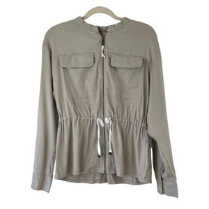 Anthropologie Maeve Aviator Jacket with Cinched Waist, Color Beige, Size Medium